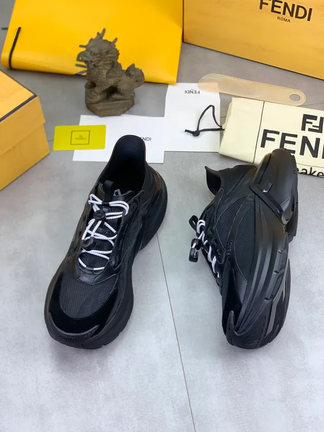 Fendi Black White Sole Mixed-Material Upper Chunky Sneakers 5
