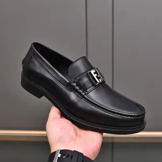 Fendi FF Loafer Black Leather Penny Loafer