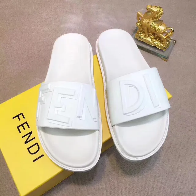 Fendi Ff Slide White Molded Rubber Slippers 2