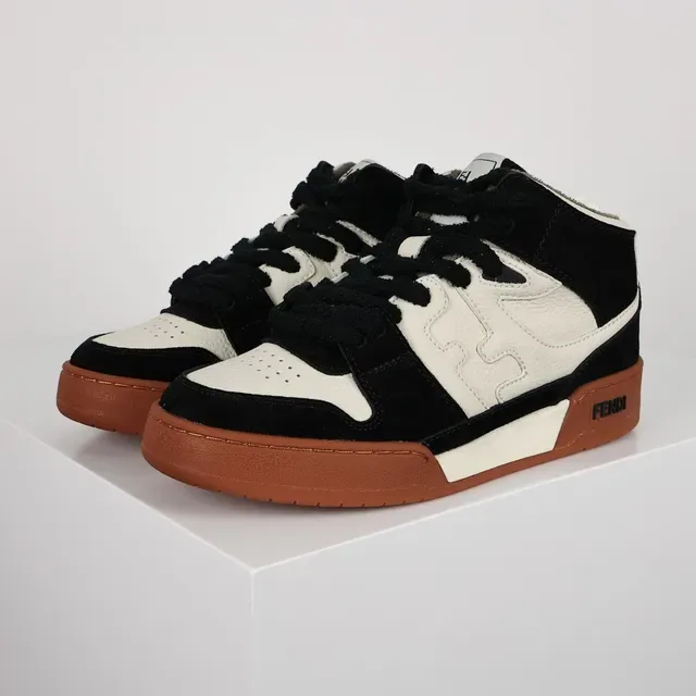 Fendi First Black and Cream Suede-Leather High-Top Lifestyle Sneakers 2