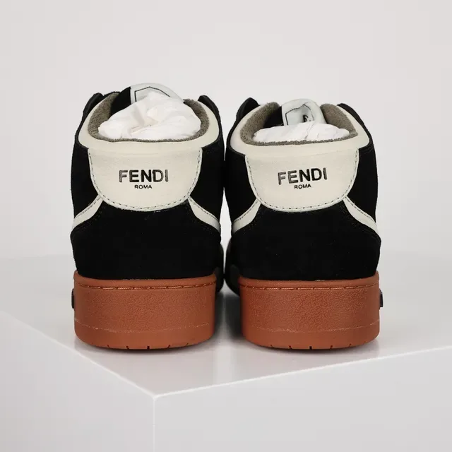 Fendi First Black and Cream Suede-Leather High-Top Lifestyle Sneakers 8