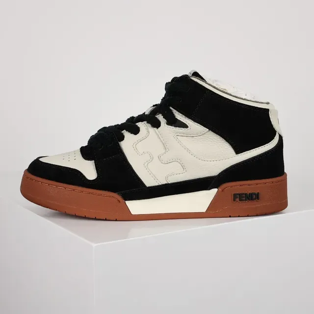 Fendi First Black and Cream Suede-Leather High-Top Lifestyle Sneakers 9