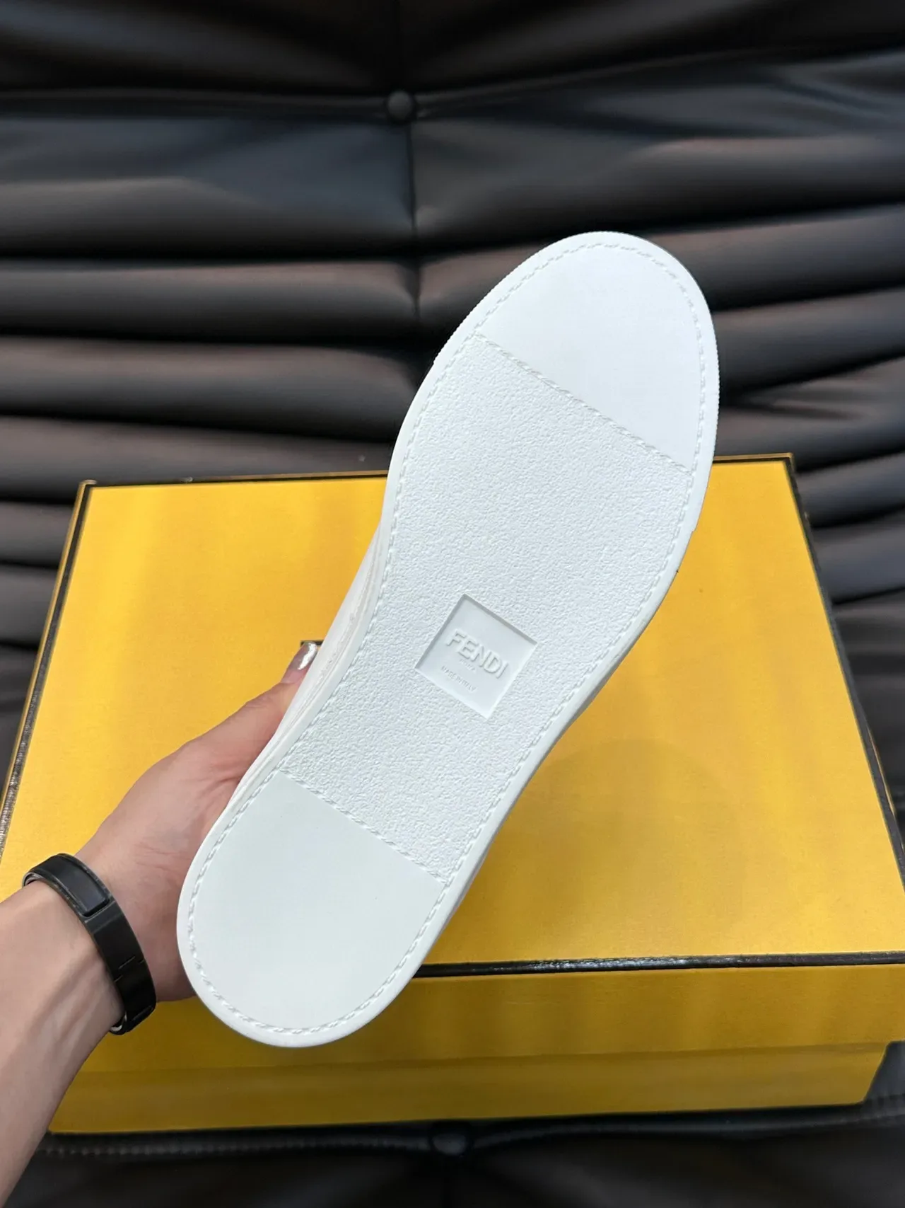 Fendi First White and Yellow Leather Lifestyle Sneakers 2