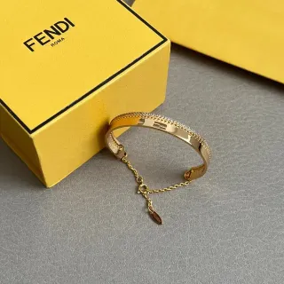 Fendi Gold-Tone Pavé Crystal Open Bangle Bracelet