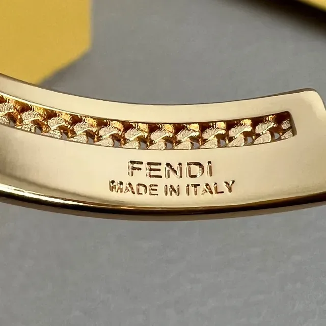 Fendi Gold-Tone Pavé Crystal Open Bangle Bracelet 2