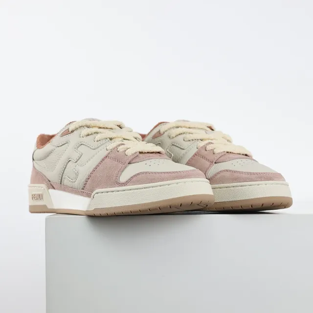 Fendi Lifestyle Sneaker وردي بيج طبقات سويد و جلد أعلى مبطن كولار أحذية أسلوب حياة 3