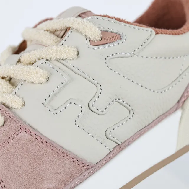Fendi Lifestyle Sneaker وردي بيج طبقات سويد و جلد أعلى مبطن كولار أحذية أسلوب حياة 6