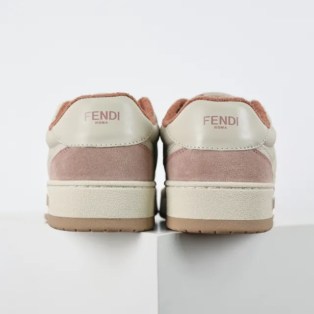 Fendi Lifestyle Sneaker وردي بيج طبقات سويد و جلد أعلى مبطن كولار أحذية أسلوب حياة 8