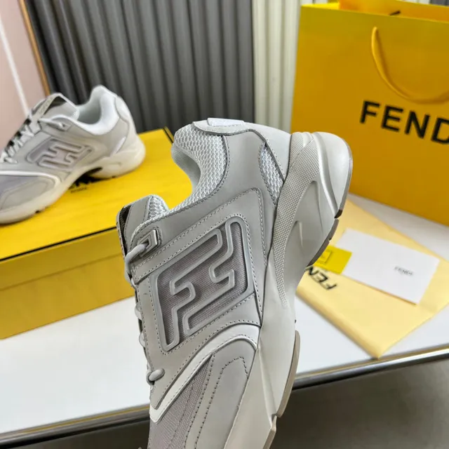 Fendi Runner Gray Embossed FF Logo Chunky Sneakers 3
