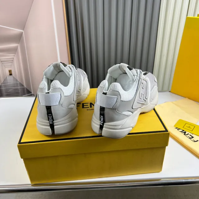 Fendi Runner Gray Embossed FF Logo Chunky Sneakers 7