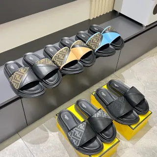 Fendi Slide Monogram Strap Chunky Platform Slippers