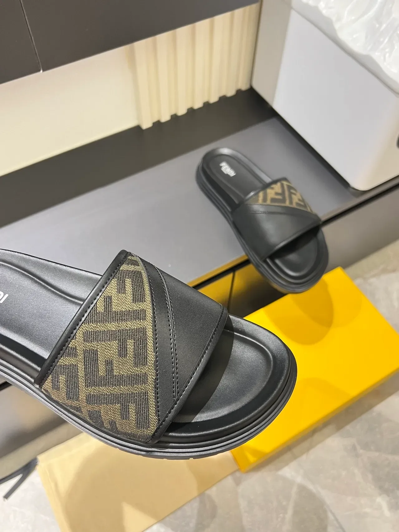 Fendi Slide Monogram Strap Chunky Platform Slippers 2
