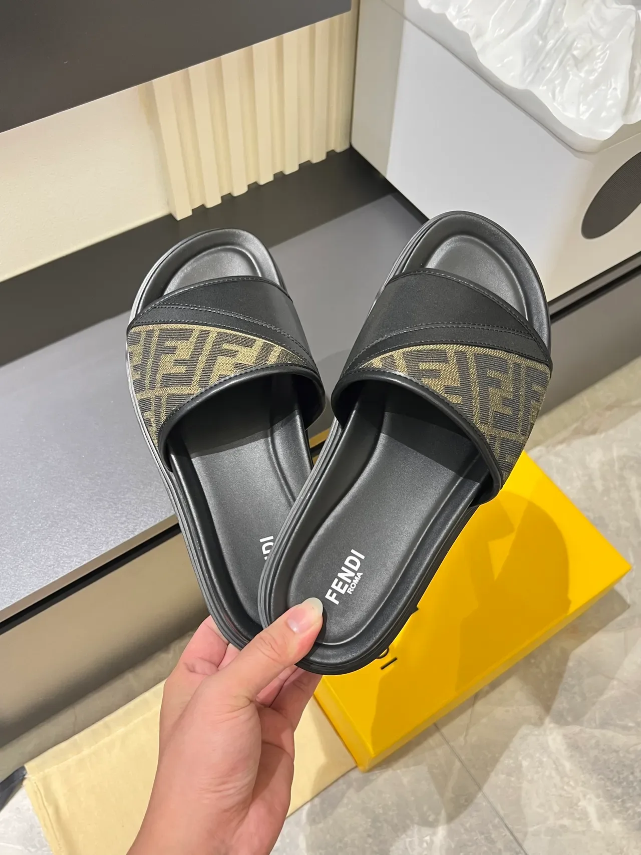 Fendi Slide Monogram Strap Chunky Platform Slippers 4