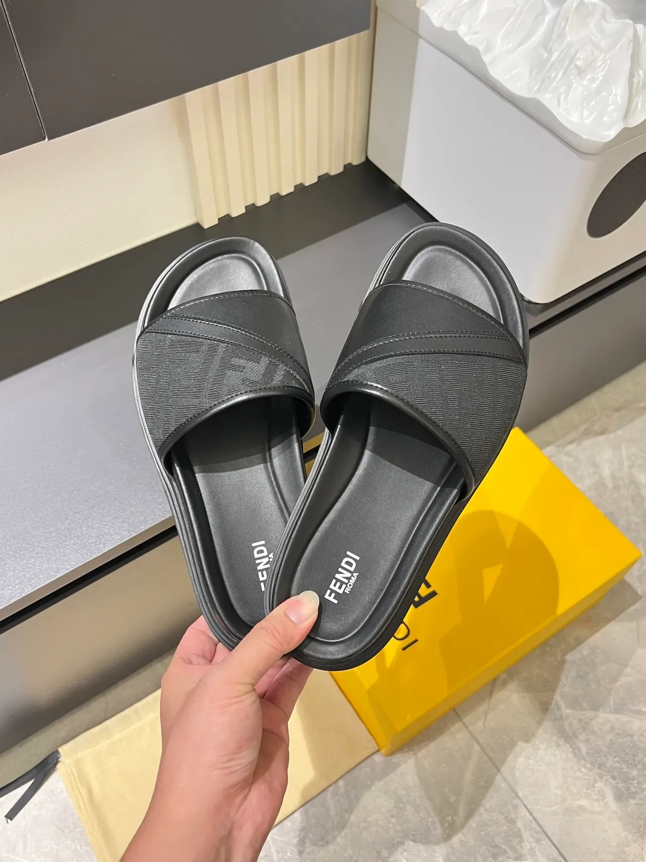 Fendi Slide Monogram Strap Chunky Platform Slippers 5