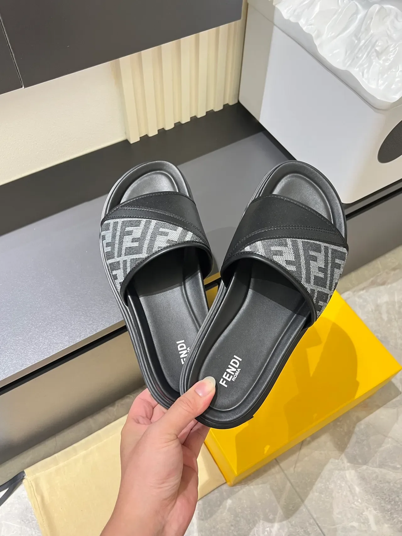 Fendi Slide Monogram Strap Chunky Platform Slippers 6
