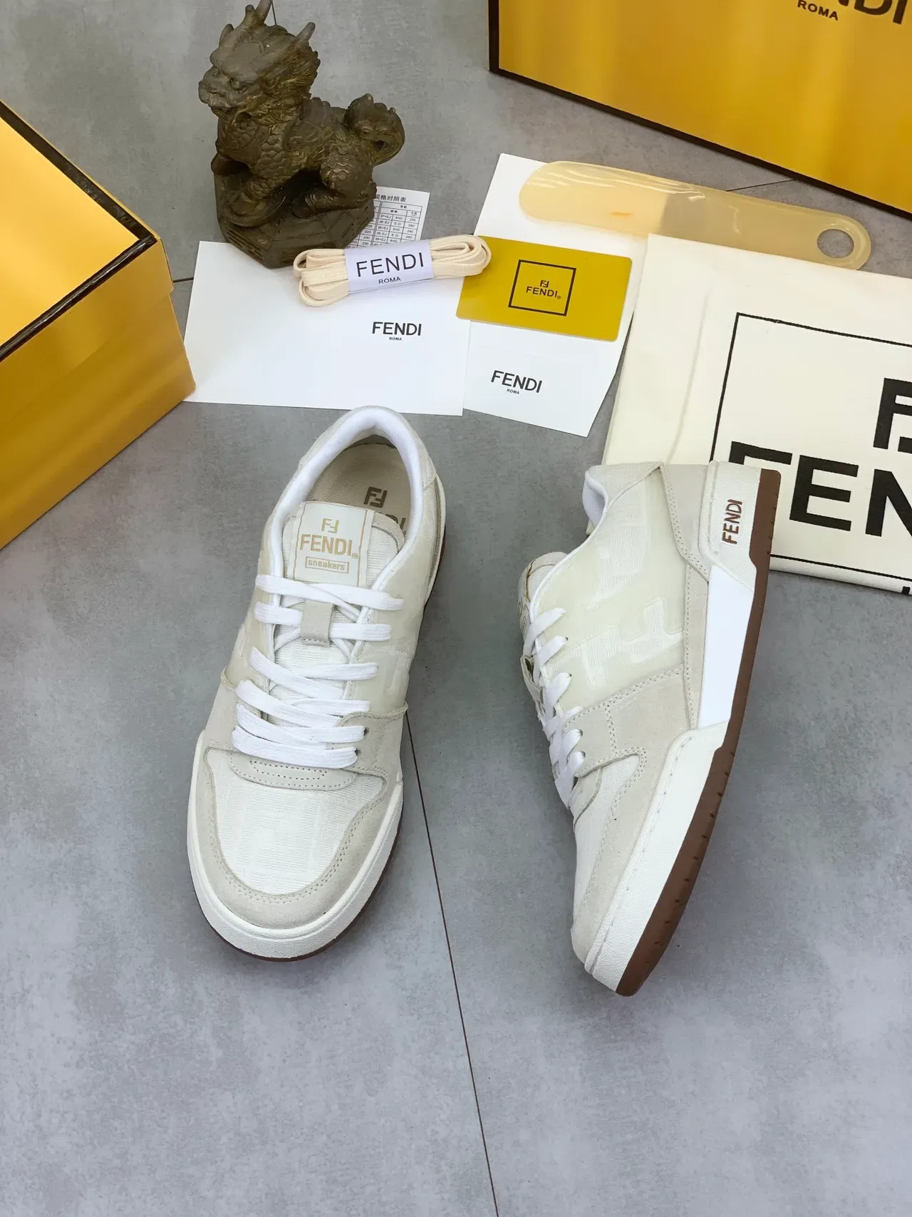 Fendi Sneakers Off-White and Beige Lifestyle Sneakers 5