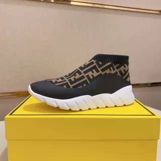 Fendi Speed Trainer Black Beige FF Monogram Chunky Sneakers