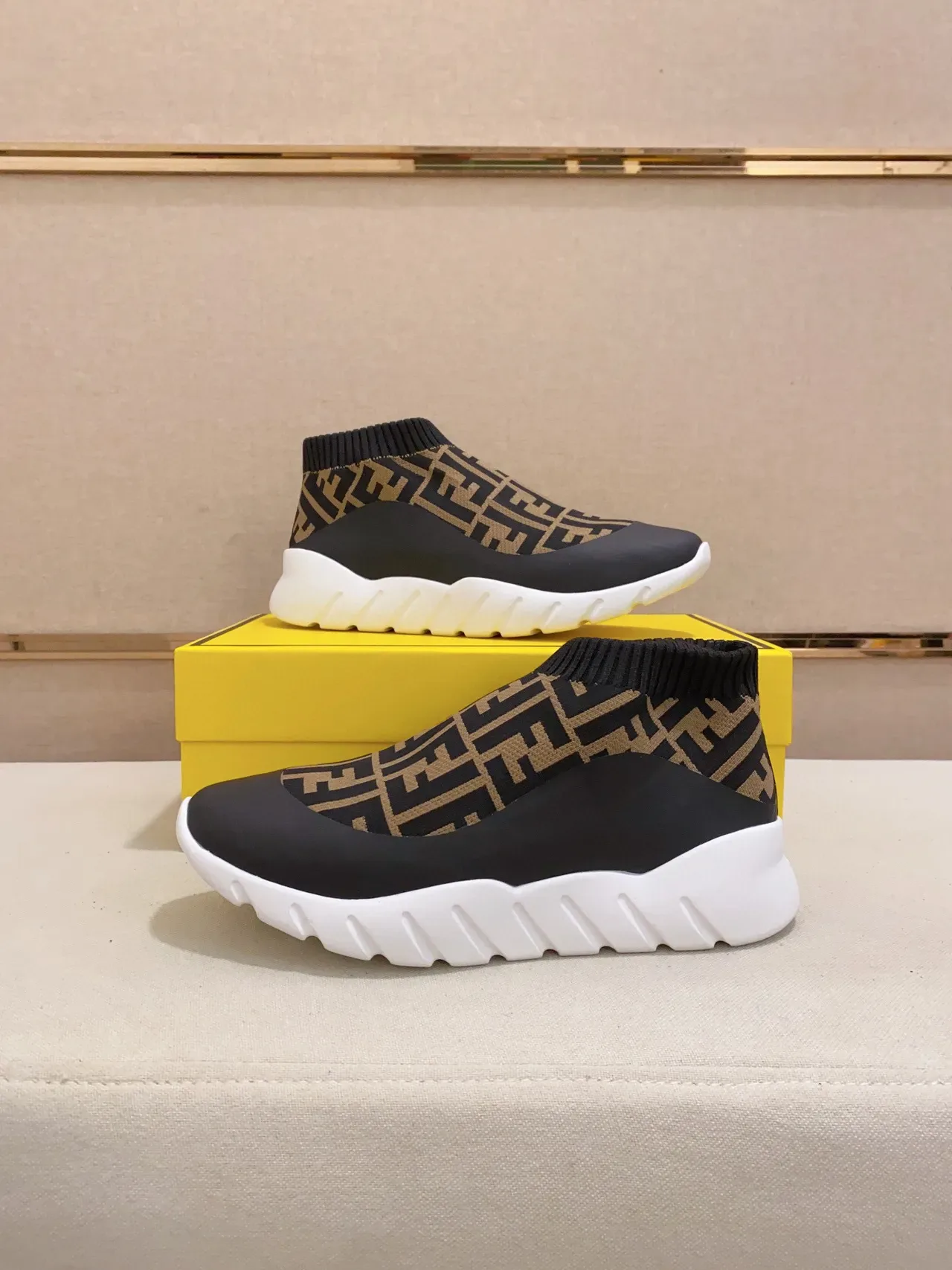 Fendi Speed Trainer Black Beige FF Monogram Chunky Sneakers 5