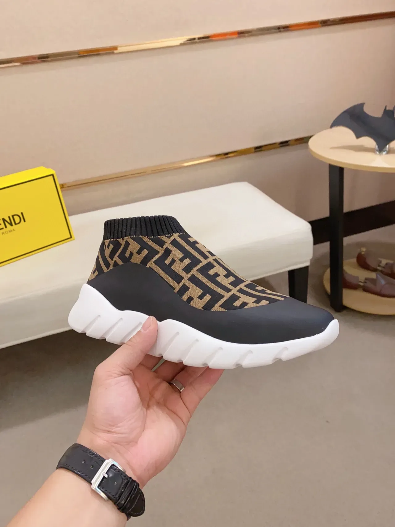 Fendi Speed Trainer Black Beige FF Monogram Chunky Sneakers 7
