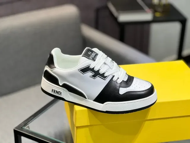 Fendi White Black Low-Top Two-Tone Sneakers 2