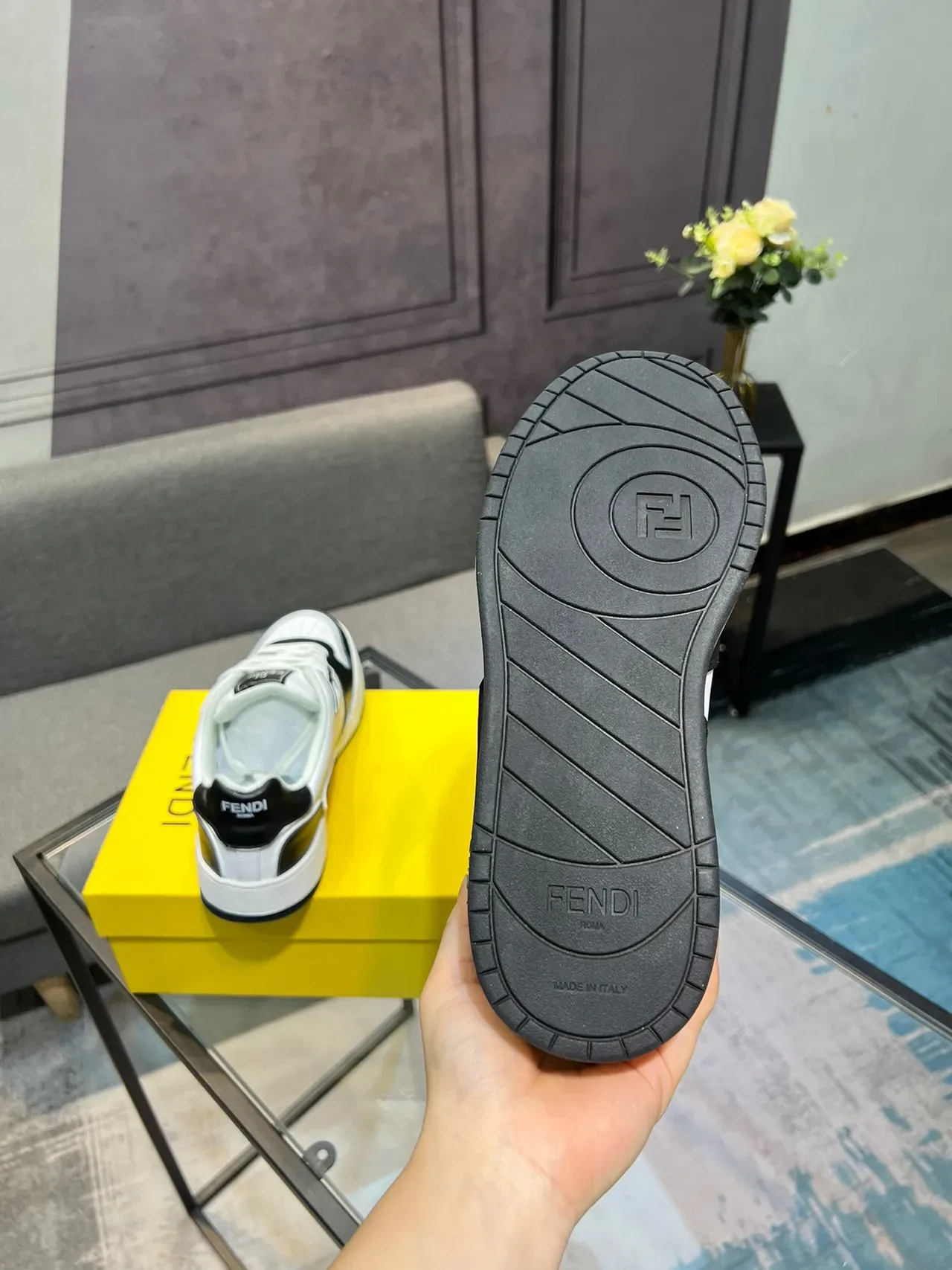 Fendi White Black Low-Top Two-Tone Sneakers 5