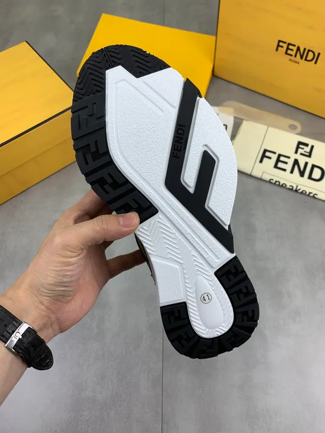 Fendi Blanc Semelle Marron FF Jacquard Panels Chunky Sneakers 2