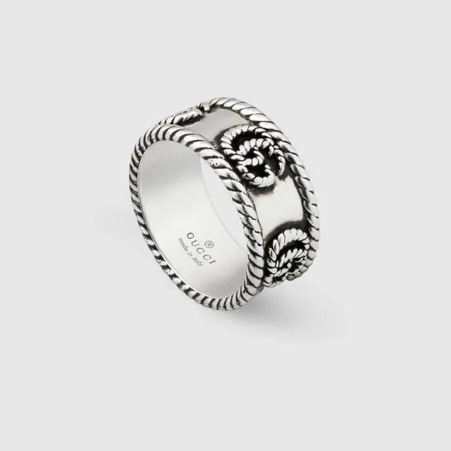 Antiqued Silver Scroll Motif Rope-Edge Ring 2