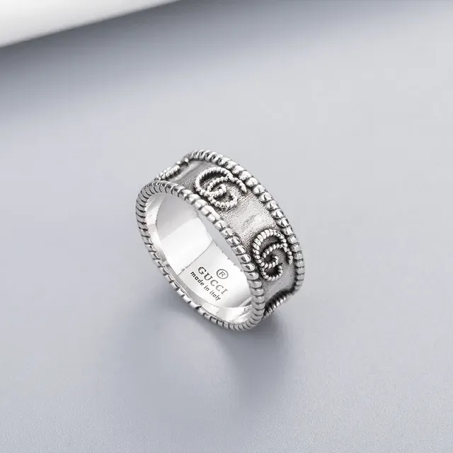 Antiqued Silver Scroll Motif Rope-Edge Ring 4