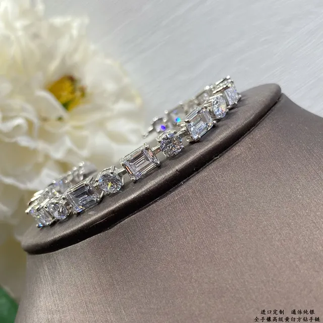 Baguette and Round-Cut Clear and Yellow Stone Linear Bracelets 3
