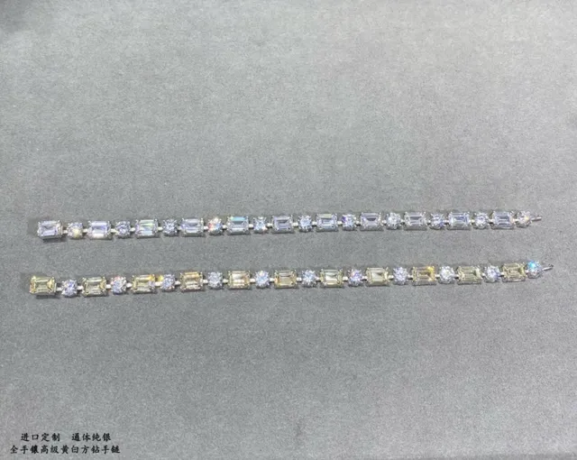 Baguette and Round-Cut Clear and Yellow Stone Linear Bracelets 6