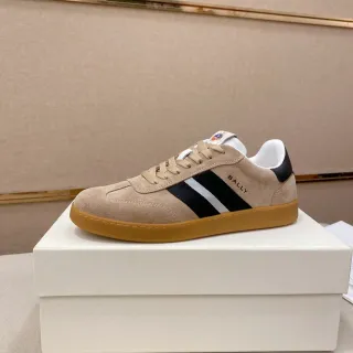 Bally Beige Suede Three-Stripe Lifestyle Sneakers