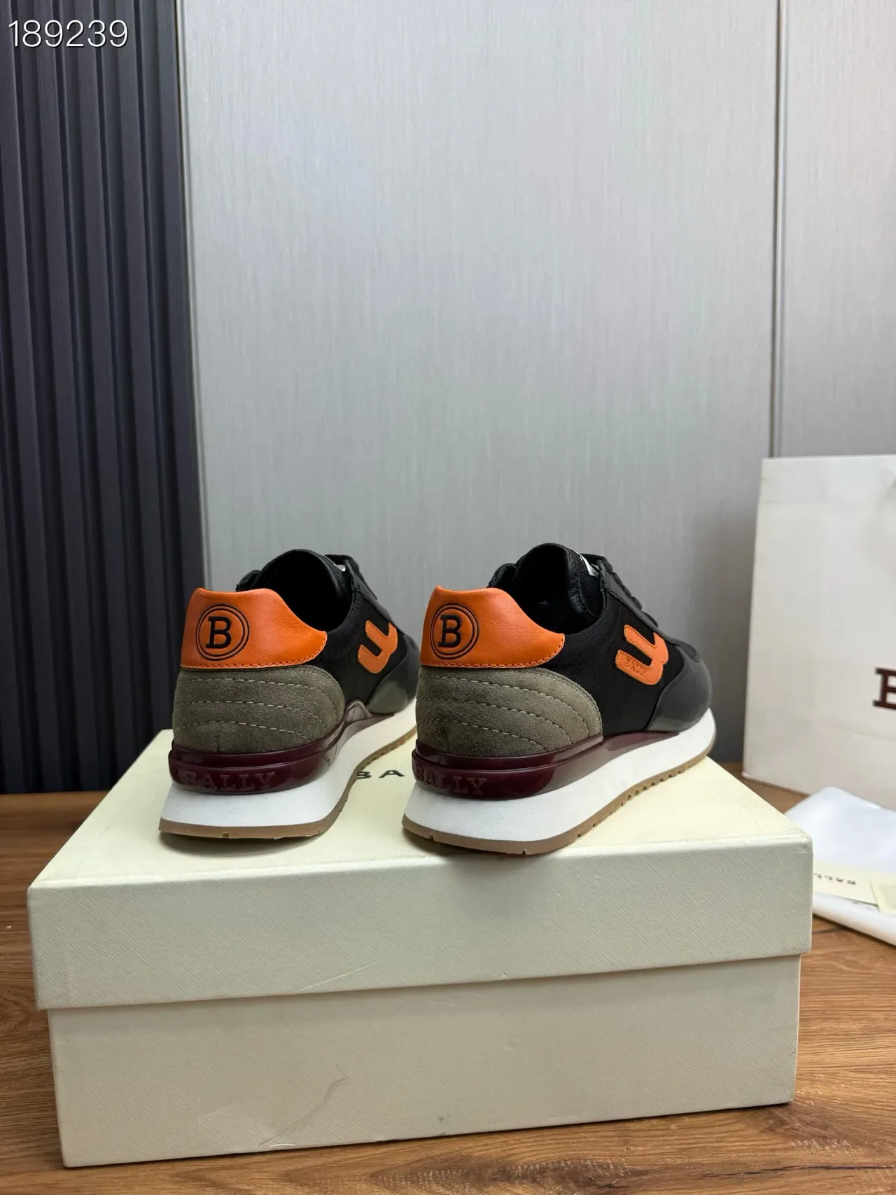 Bally Black Orange Mixed-Material Upper Side Logo Sneakers 2