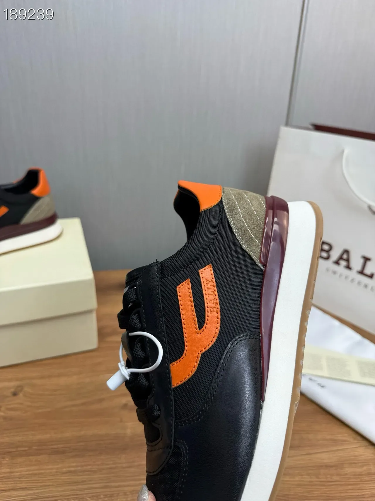 Bally Black Orange Mixed-Material Upper Side Logo Sneakers 4
