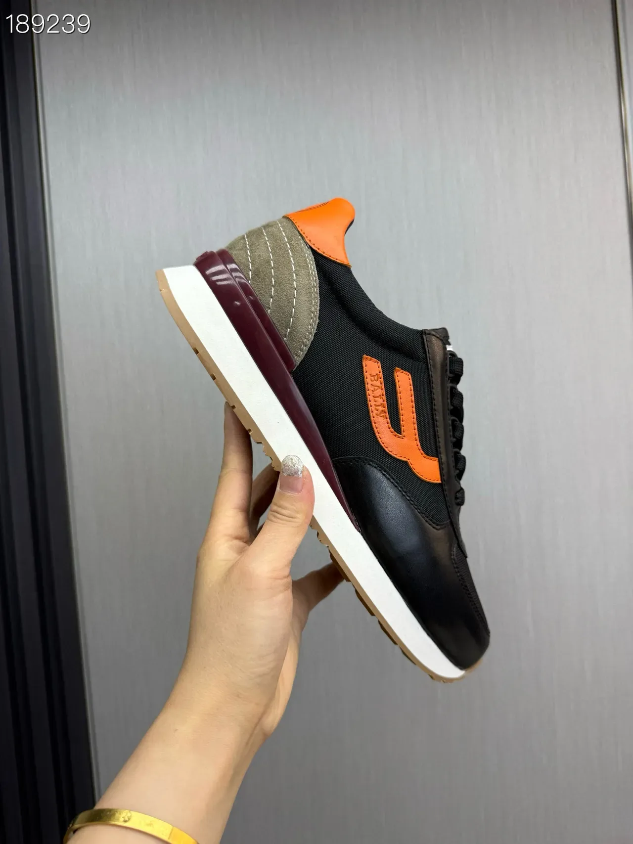 Bally Black Orange Mixed-Material Upper Side Logo Sneakers 5