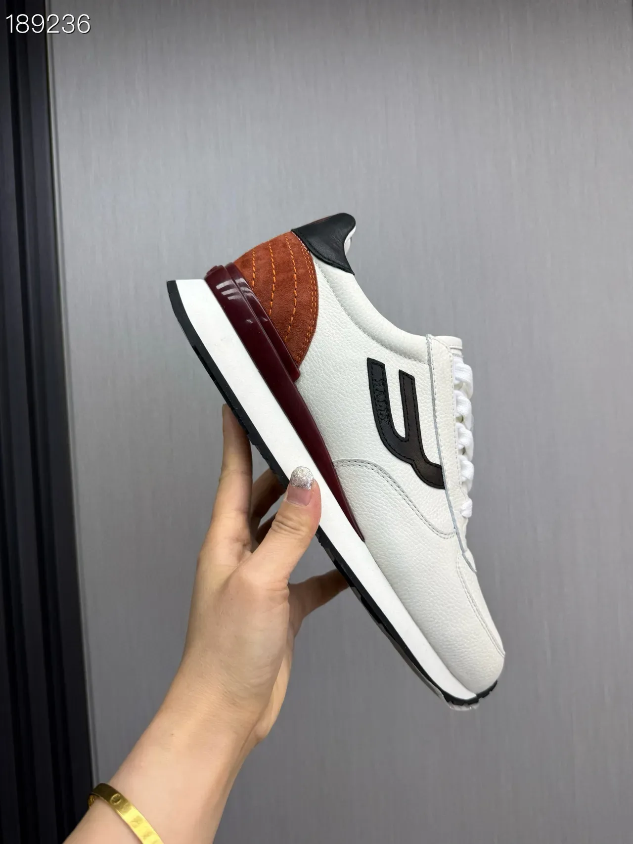 Bally Runner White Brown Textured Leather Black U-Logo Side Panel Lifestyle Sneakers 6