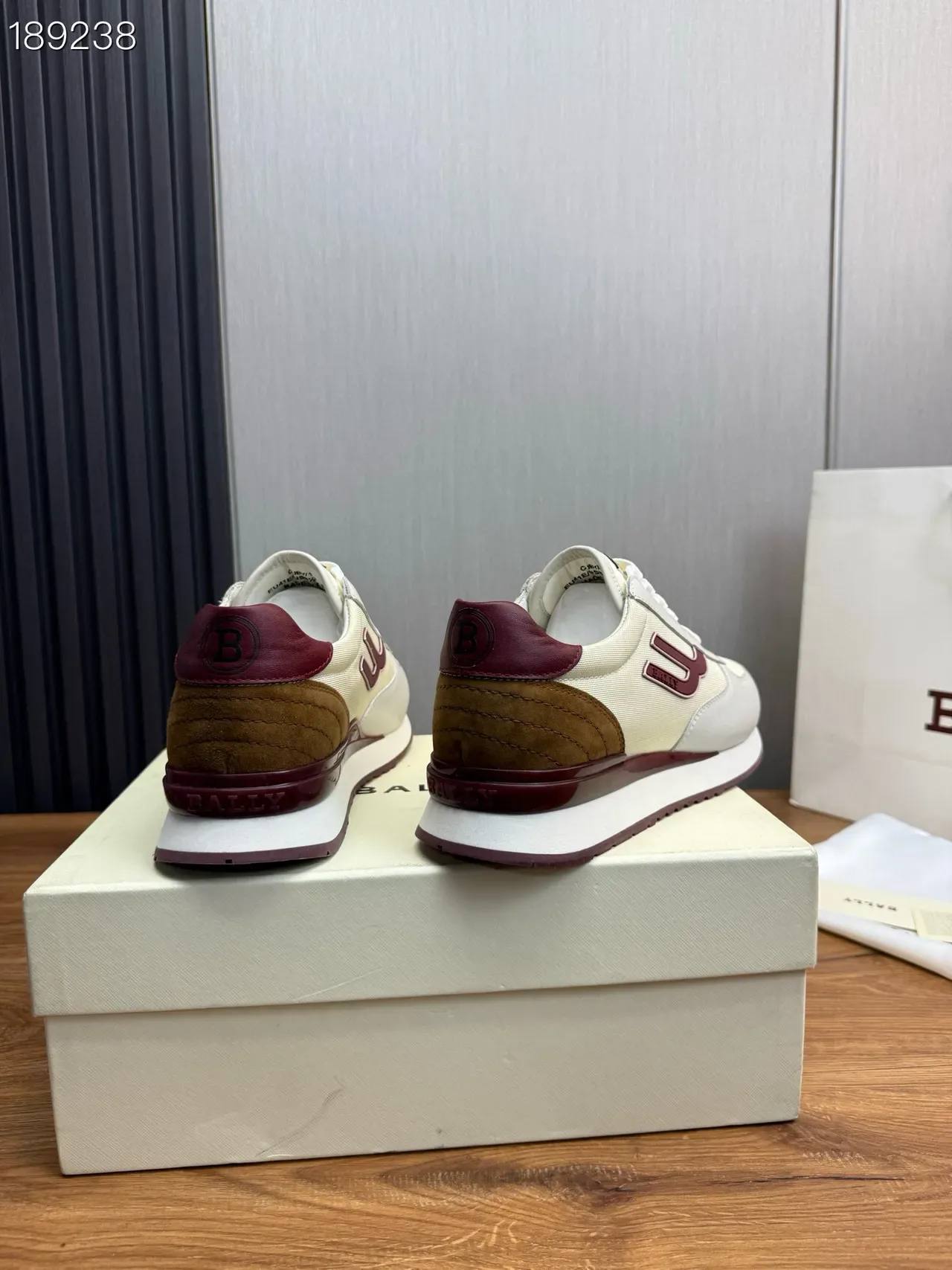 Bally U-Logo Runner Off-White and Burgundy Lifestyle Sneakers 2