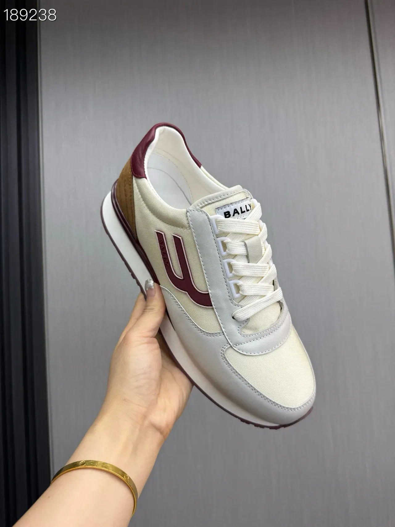 Bally U-Logo Runner Off-White and Burgundy Lifestyle Sneakers 3