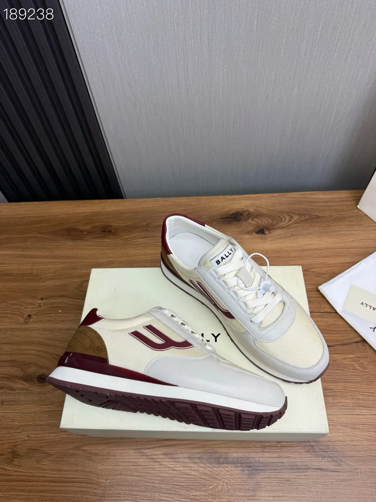 Bally U-Logo Runner Off-White and Burgundy Lifestyle Sneakers 5