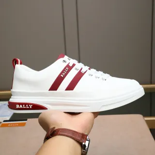 BALLY White and Red Striped Platform Lifestyle Sneakers