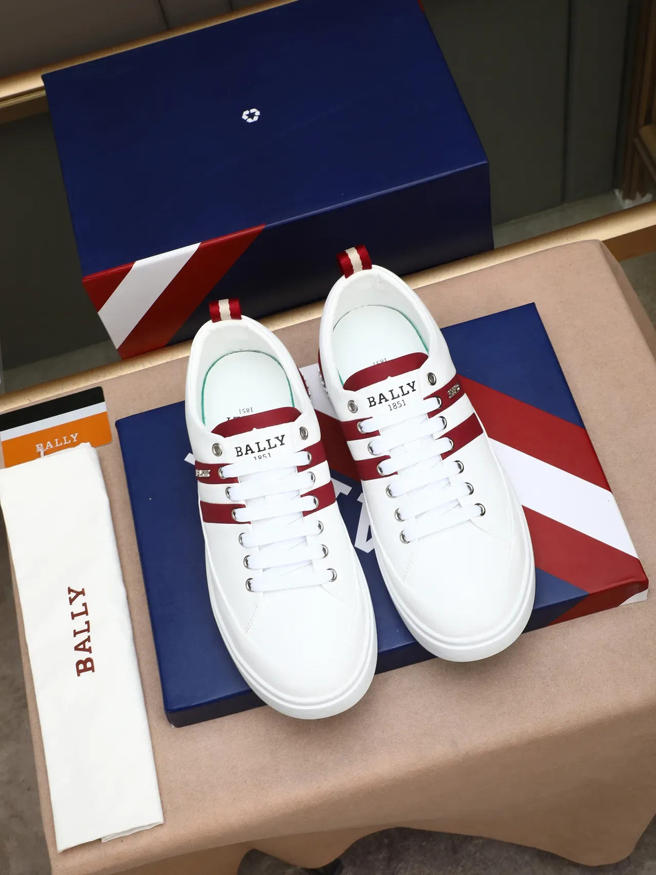 BALLY White and Red Striped Platform Lifestyle Sneakers 2