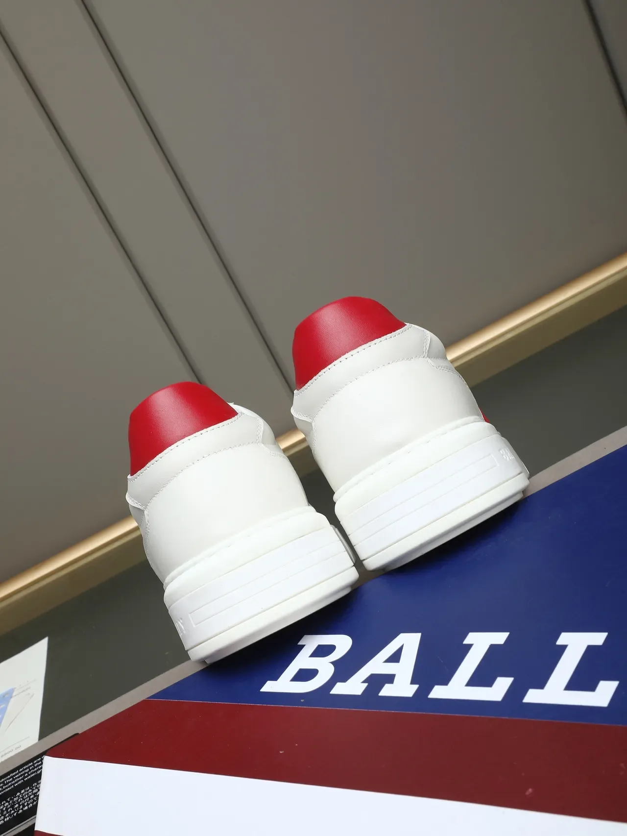 Bally White Red Low-Top Leather-Like Upper Lifestyle Sneakers 3