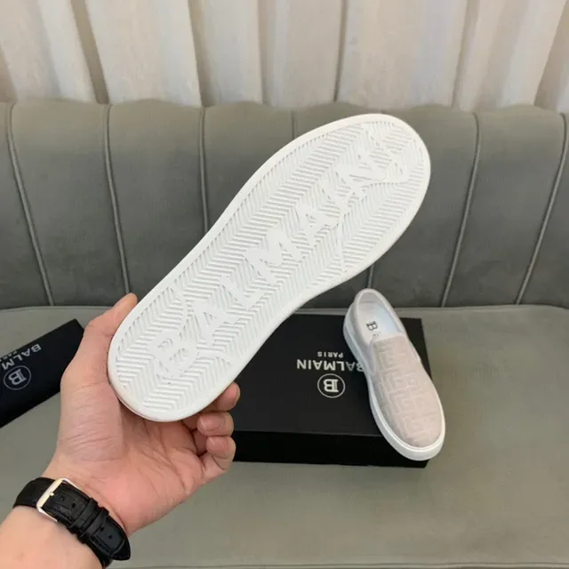 Balm Beige White Slip-On Monogrammed Upper Sneakers 3