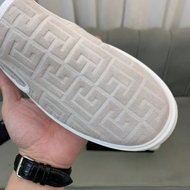 Balm Beige White Slip-On Monogrammed Upper Sneakers 4