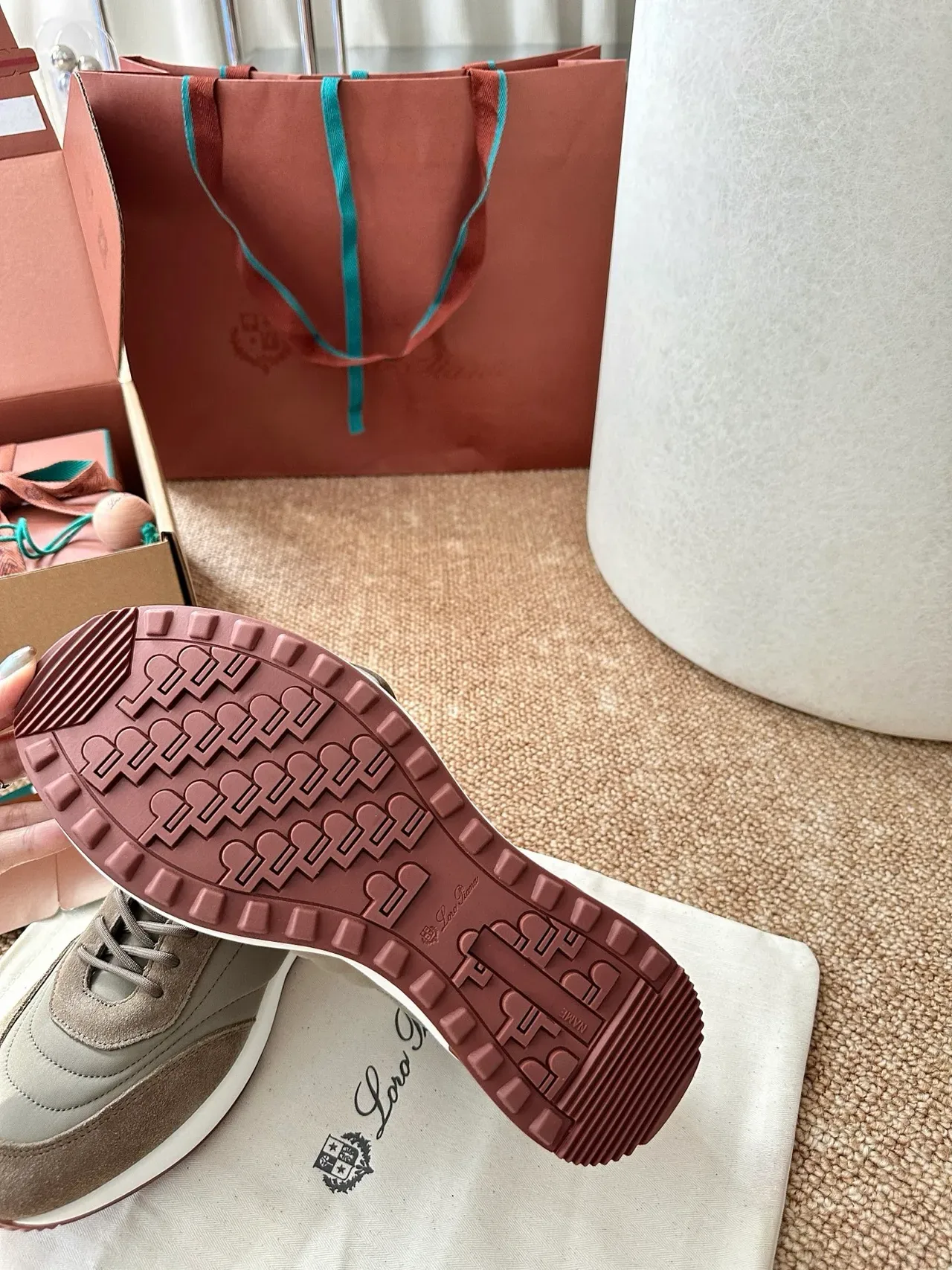 Beige and Gray Layered Suede Leather Lifestyle Sneakers 2