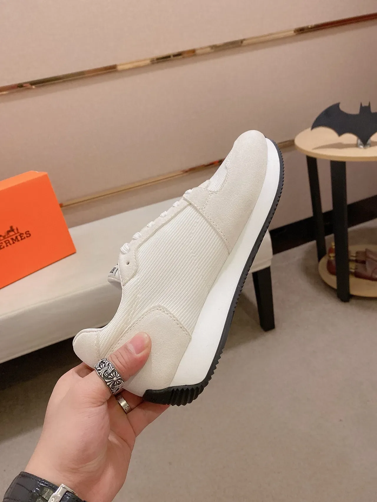 Beige Black Low-Top Mixed-Material Upper Sneakers 5