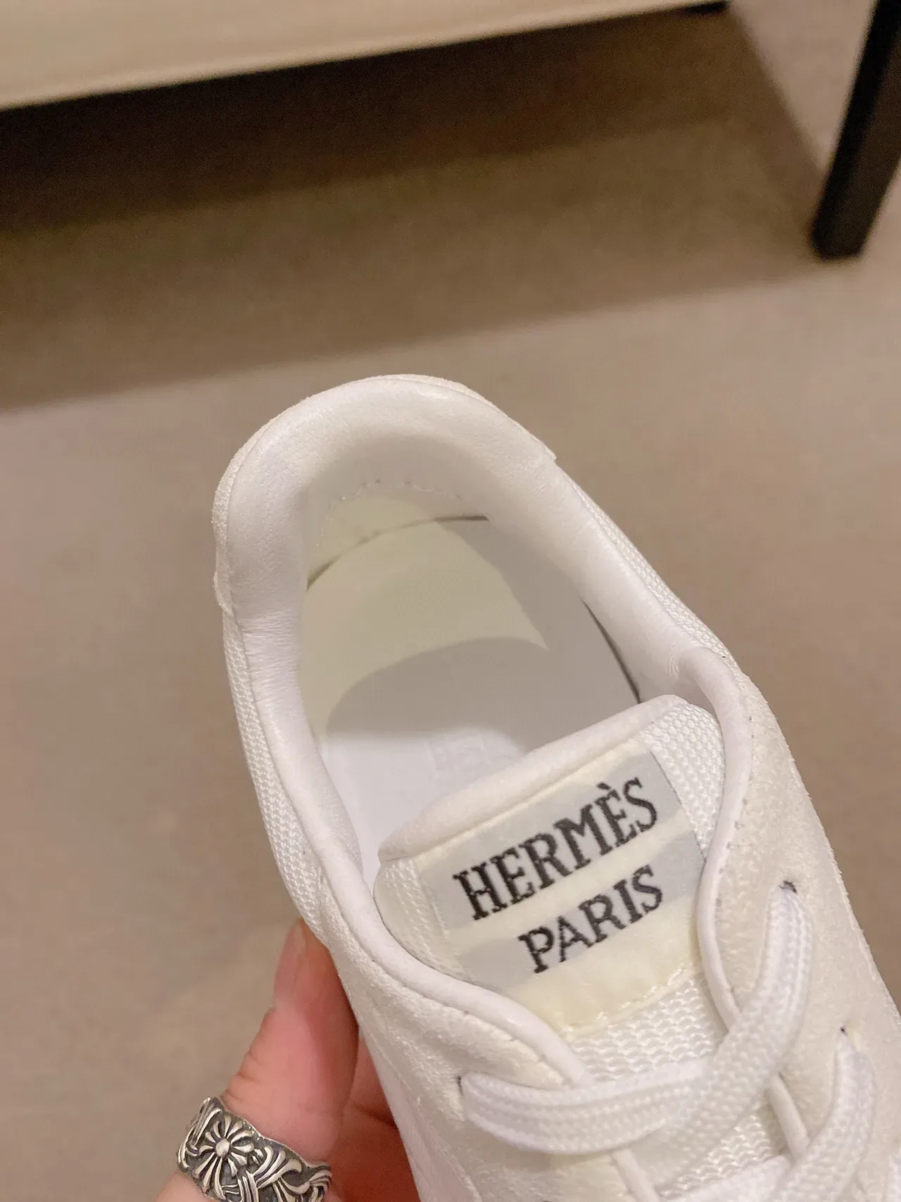 Beige Black Low-Top Mixed-Material Upper Sneakers 6