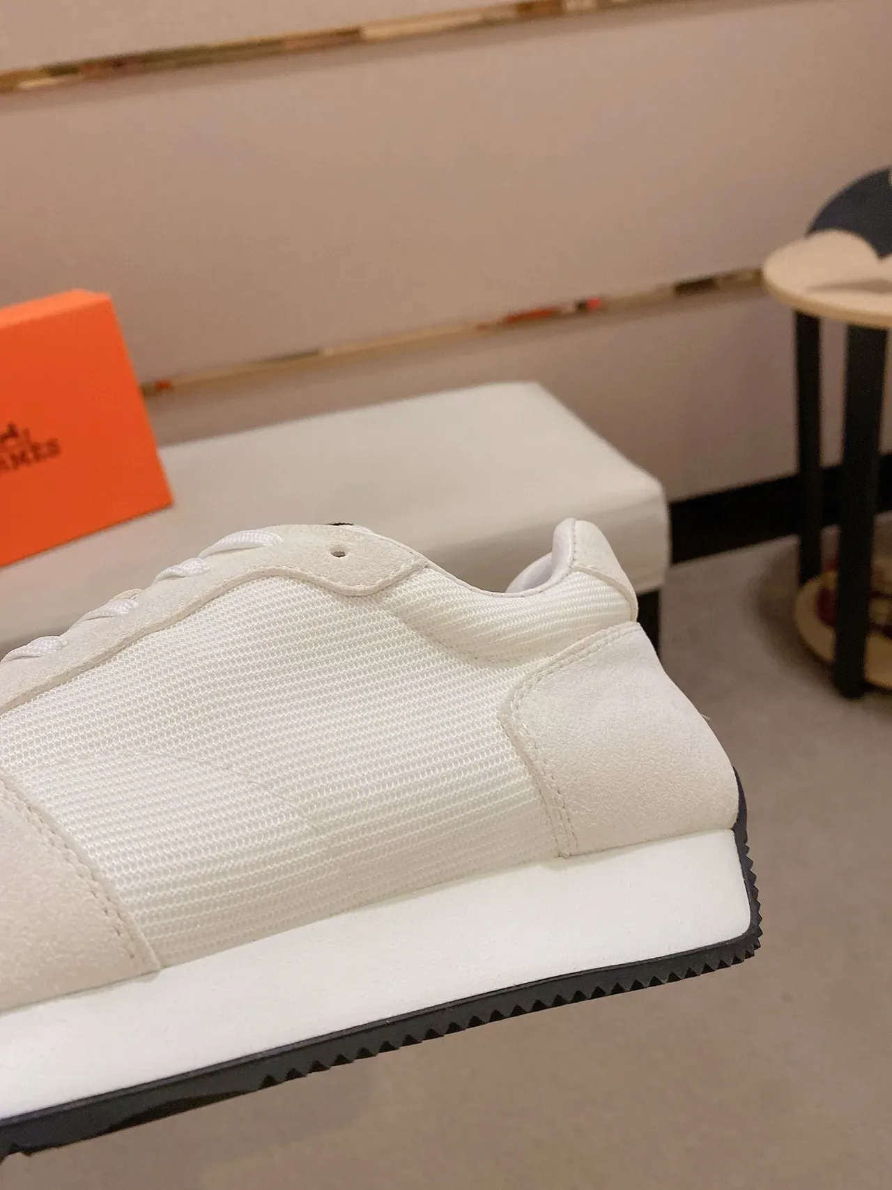 Beige Black Low-Top Mixed-Material Upper Sneakers 7