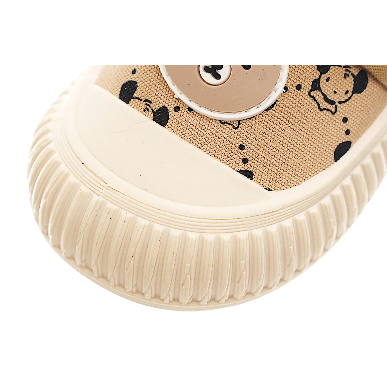Beige Black Low-Top Velcro Strap Canvas Shoes 11