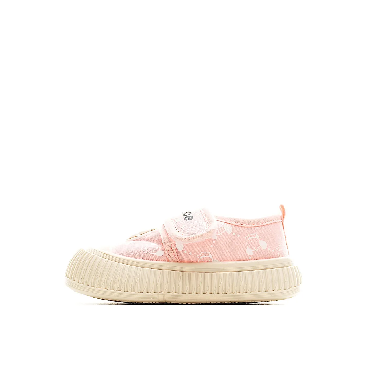 Beige Black Low-Top Velcro Strap Canvas Shoes 14