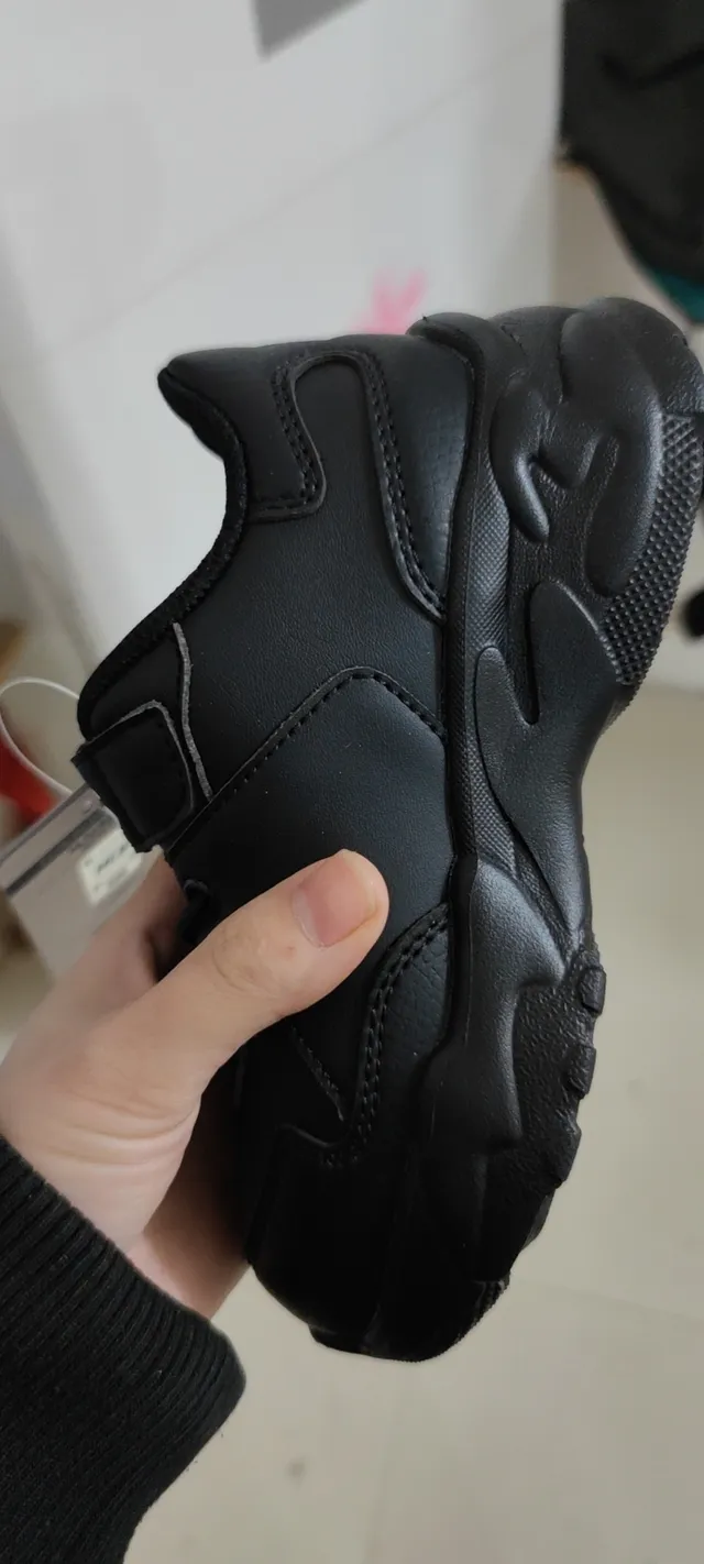 Beige Black Oversized Sole Dual Lace-and-Strap Closure Chunky Sneakers 5